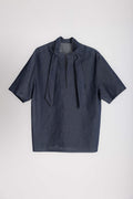 Denim Tie Neck Pullover Shirt