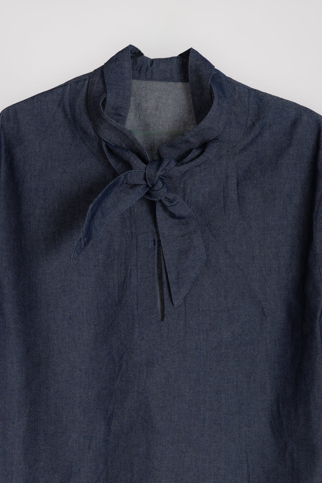 Denim Tie Neck Pullover Shirt