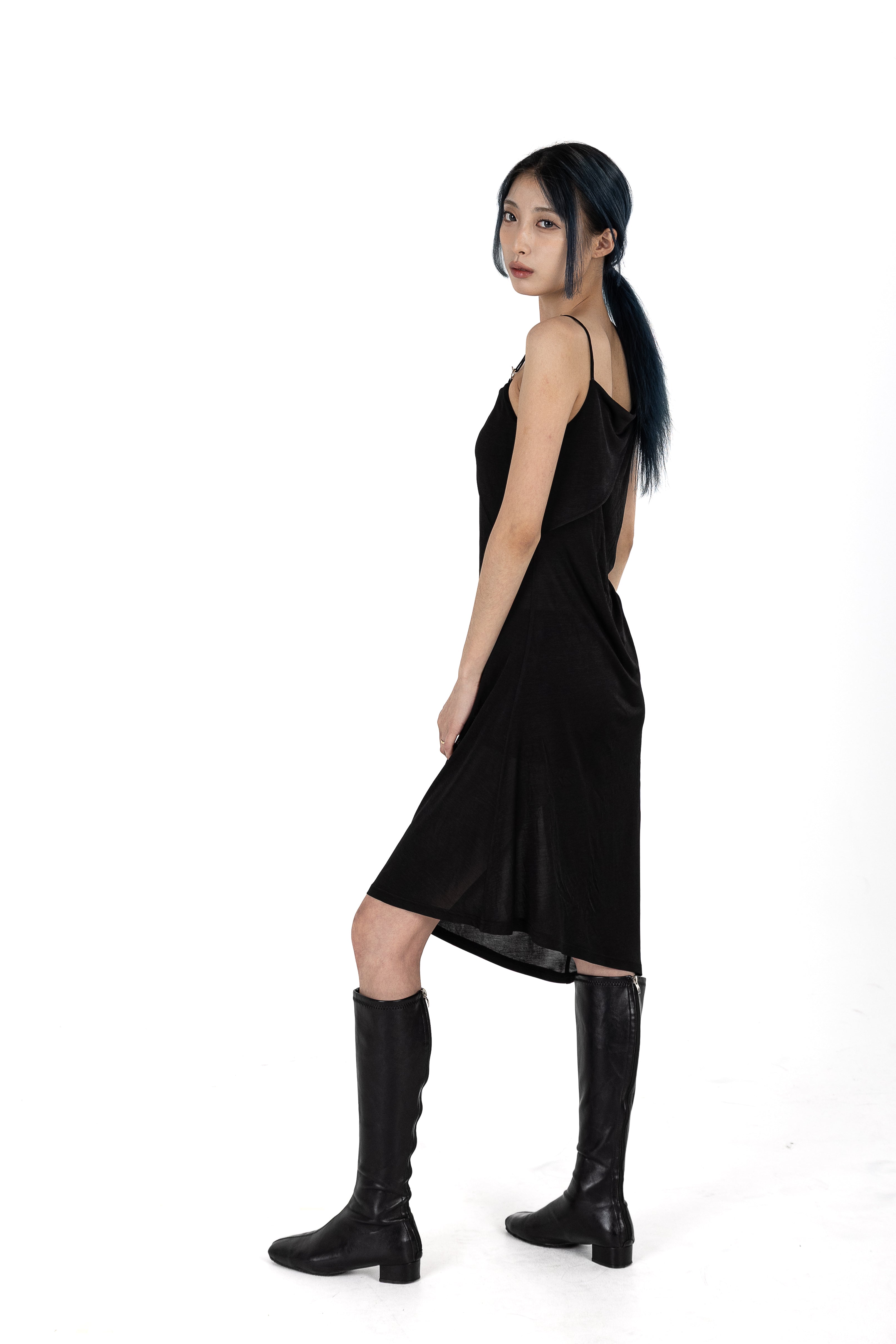 Twisted Toggle String Slip Dress